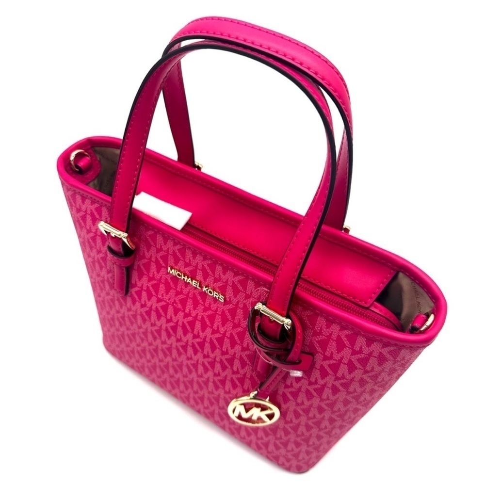 Michael Kors Jet Set Travel Extra-Small Top Zip Tote Bag Electric Pink (NWT) - Picture 6 of 10